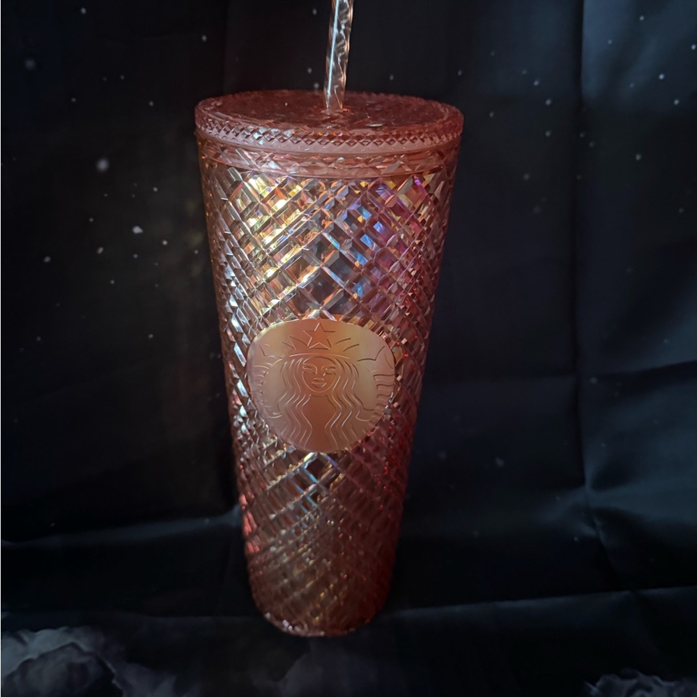 Starbucks Pink Iridescent Cup with matching straw.